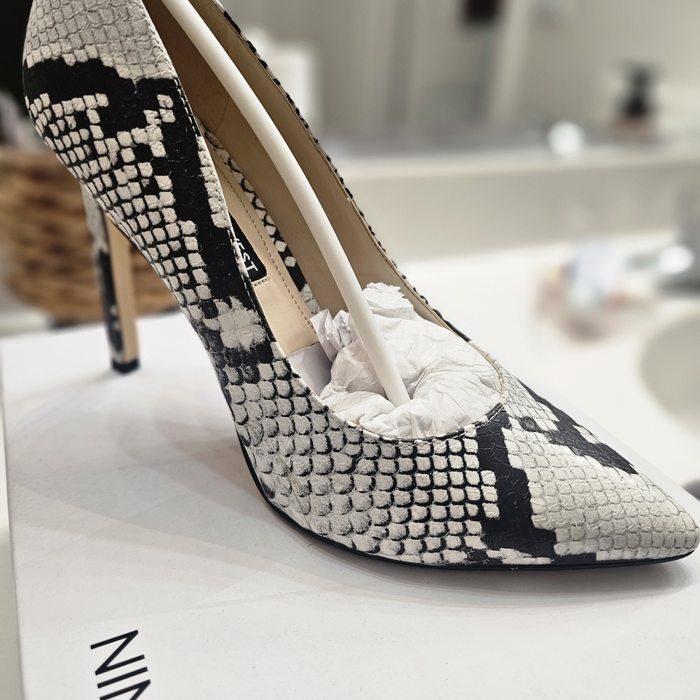 Nine West Black and White Snakeskin Heels